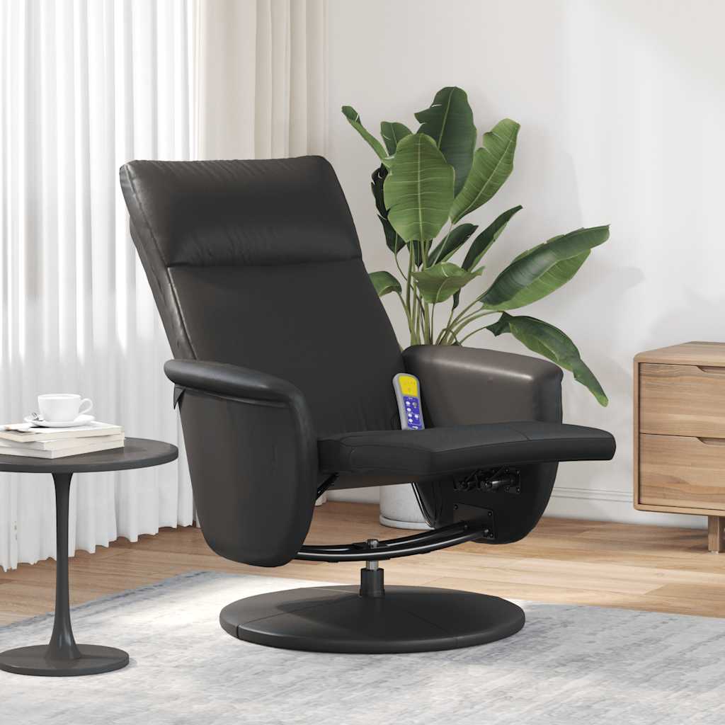 Fauteuil inclinable de massage repose-pieds noir similicuir