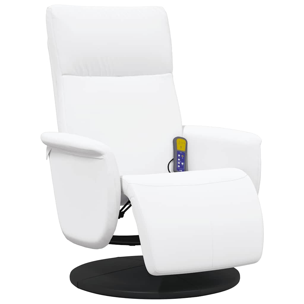 Fauteuil inclinable de massage repose-pieds blanc similicuir - XIOS