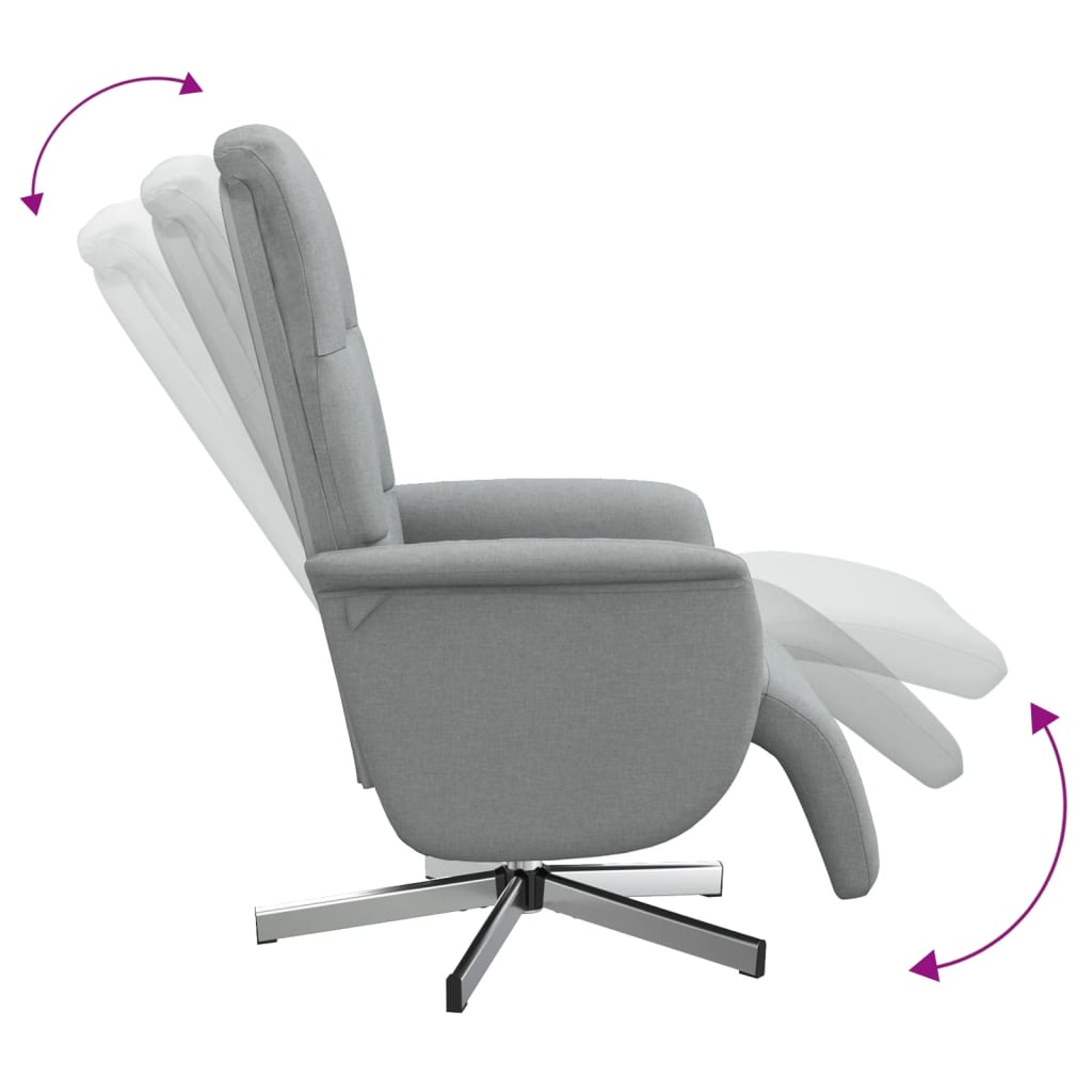 Fauteuil inclinable avec repose-pieds gris clair tissu