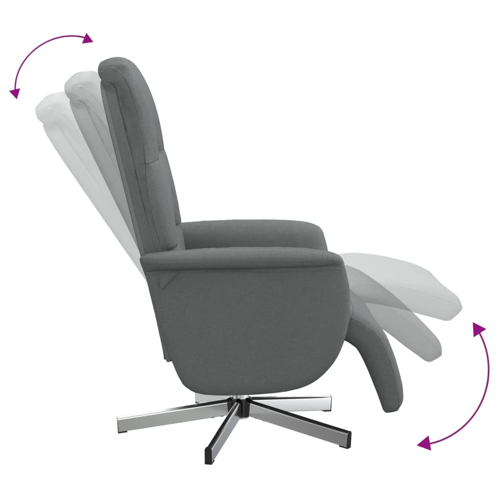 Fauteuil inclinable avec repose-pieds gris foncé tissu
