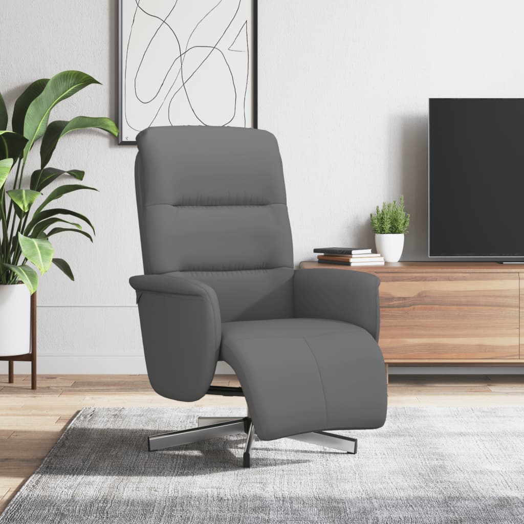 Fauteuil inclinable avec repose-pieds gris foncé tissu - XIOS