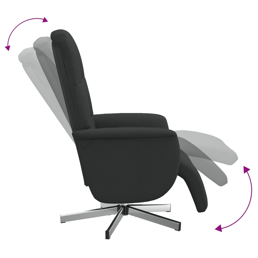 Fauteuil inclinable avec repose-pieds noir tissu