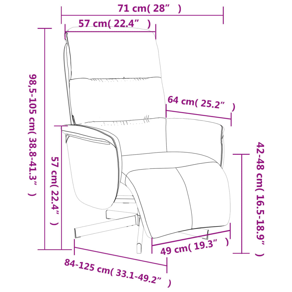 Fauteuil inclinable avec repose-pieds taupe tissu - XIOS