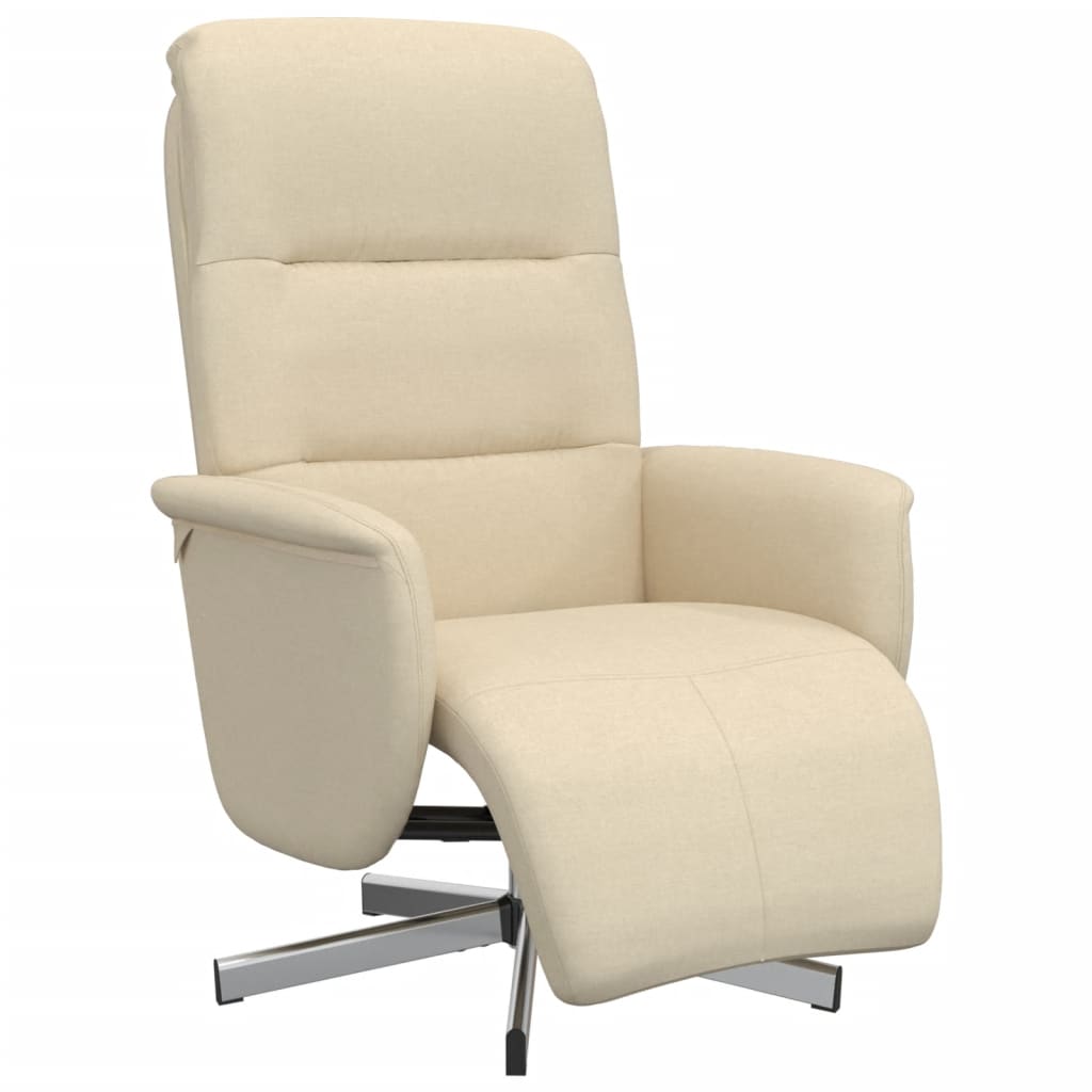 Fauteuil inclinable avec repose-pied crème tissu - XIOS