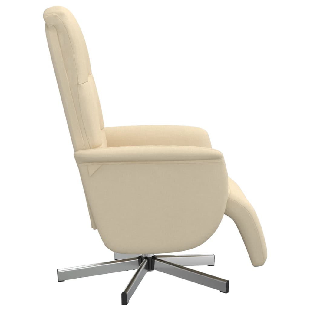 Fauteuil inclinable avec repose-pied crème tissu - XIOS