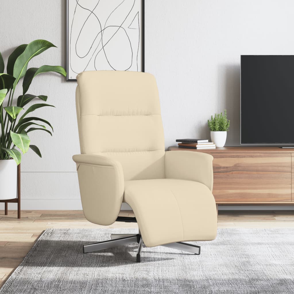 Fauteuil inclinable avec repose-pied crème tissu - XIOS