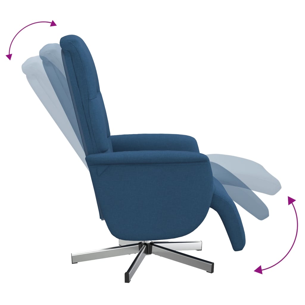Fauteuil inclinable avec repose-pieds bleu tissu - XIOS