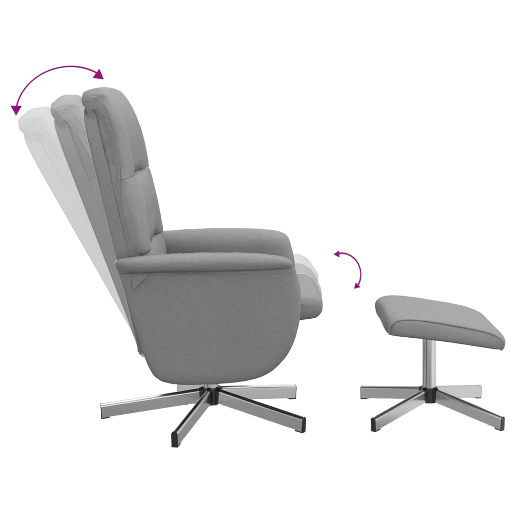 Fauteuil inclinable avec repose-pied gris clair tissu - XIOS