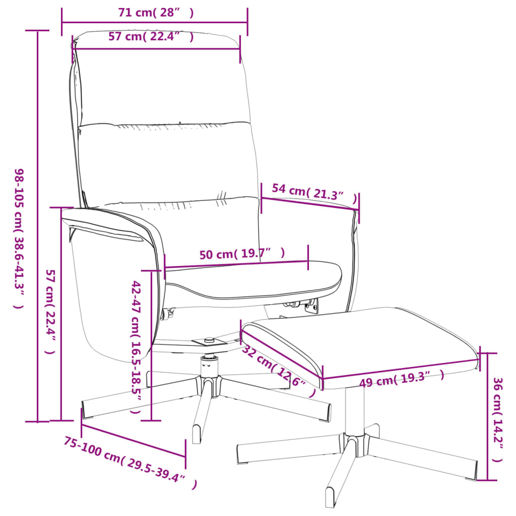 Fauteuil inclinable avec repose-pied gris clair tissu - XIOS