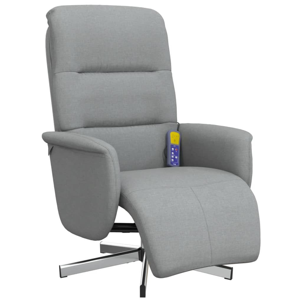 Fauteuil inclinable de massage et repose-pieds gris clair tissu - XIOS