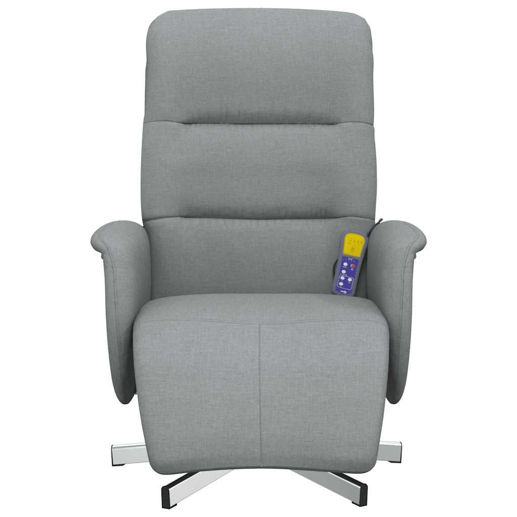 Fauteuil inclinable de massage et repose-pieds gris clair tissu
