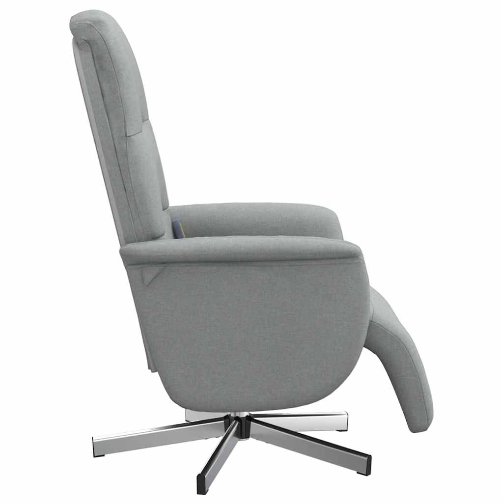 Fauteuil inclinable de massage et repose-pieds gris clair tissu