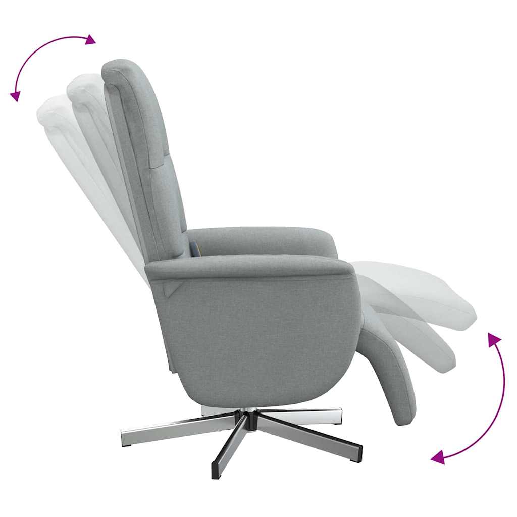 Fauteuil inclinable de massage et repose-pieds gris clair tissu