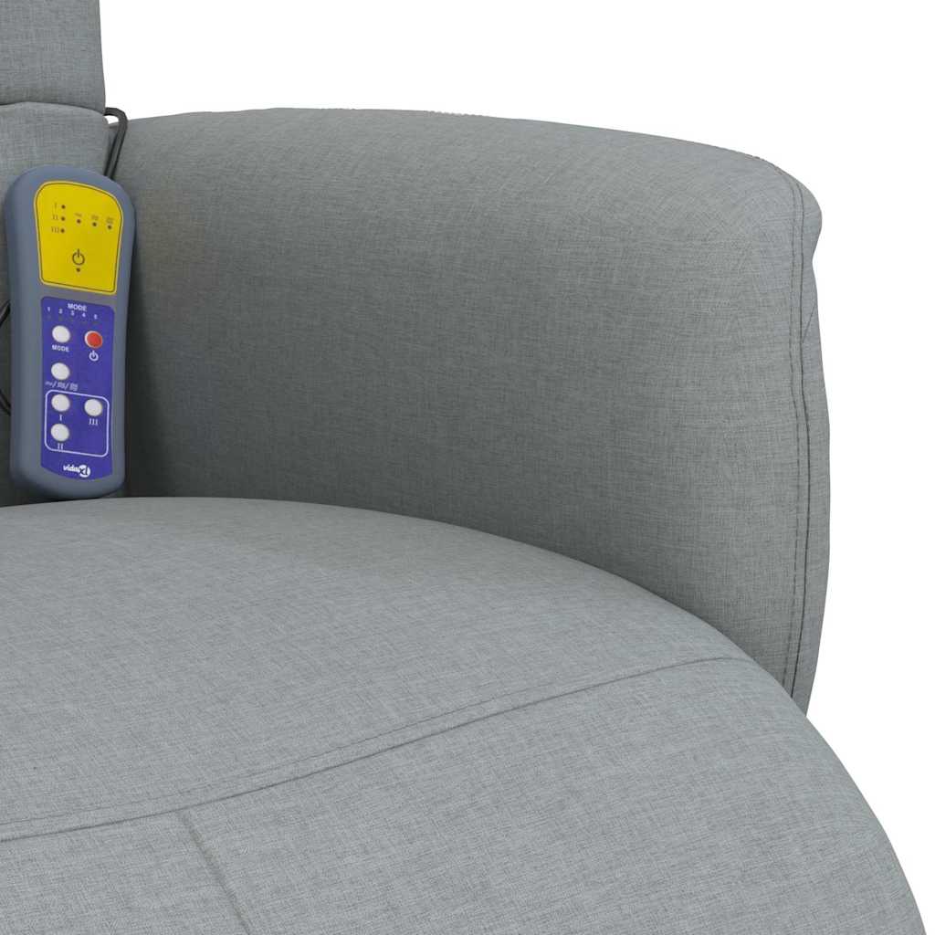 Fauteuil inclinable de massage et repose-pieds gris clair tissu