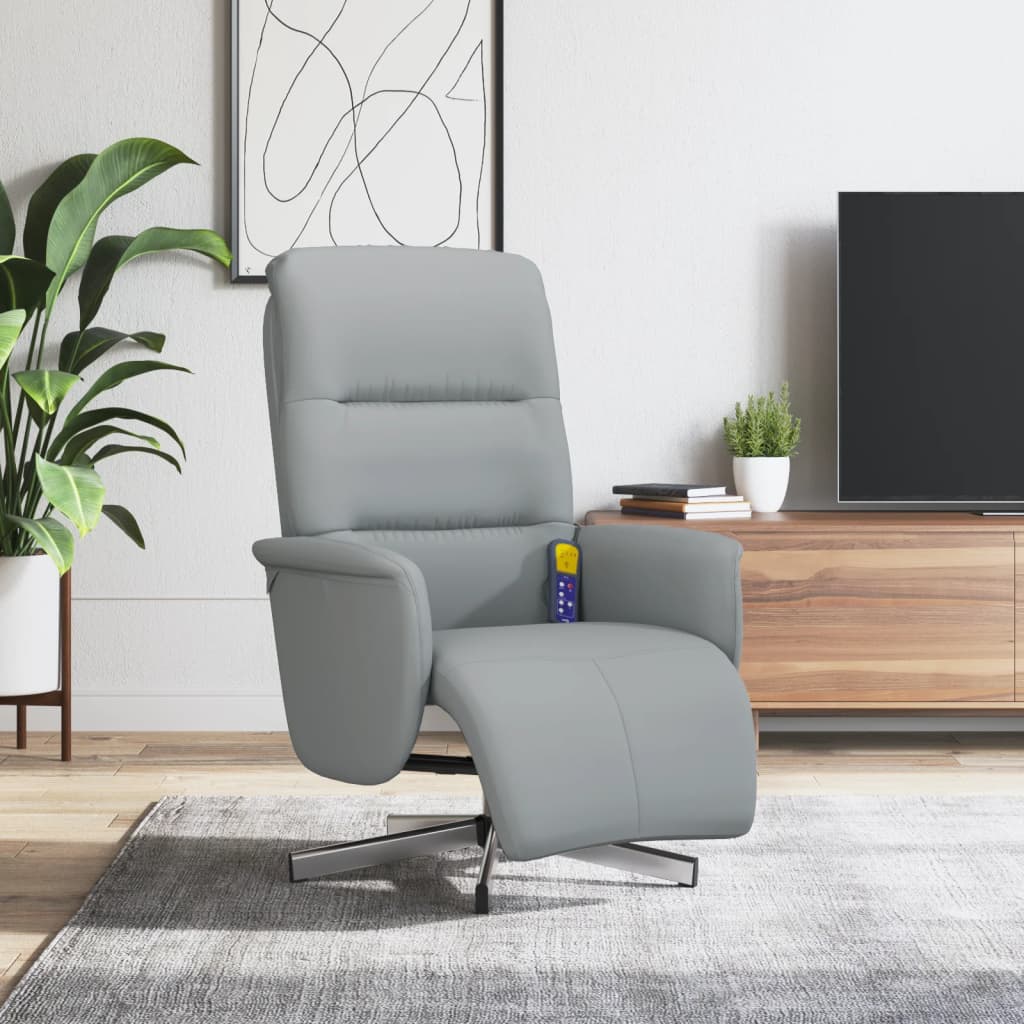 Fauteuil inclinable de massage et repose-pieds gris clair tissu - XIOS