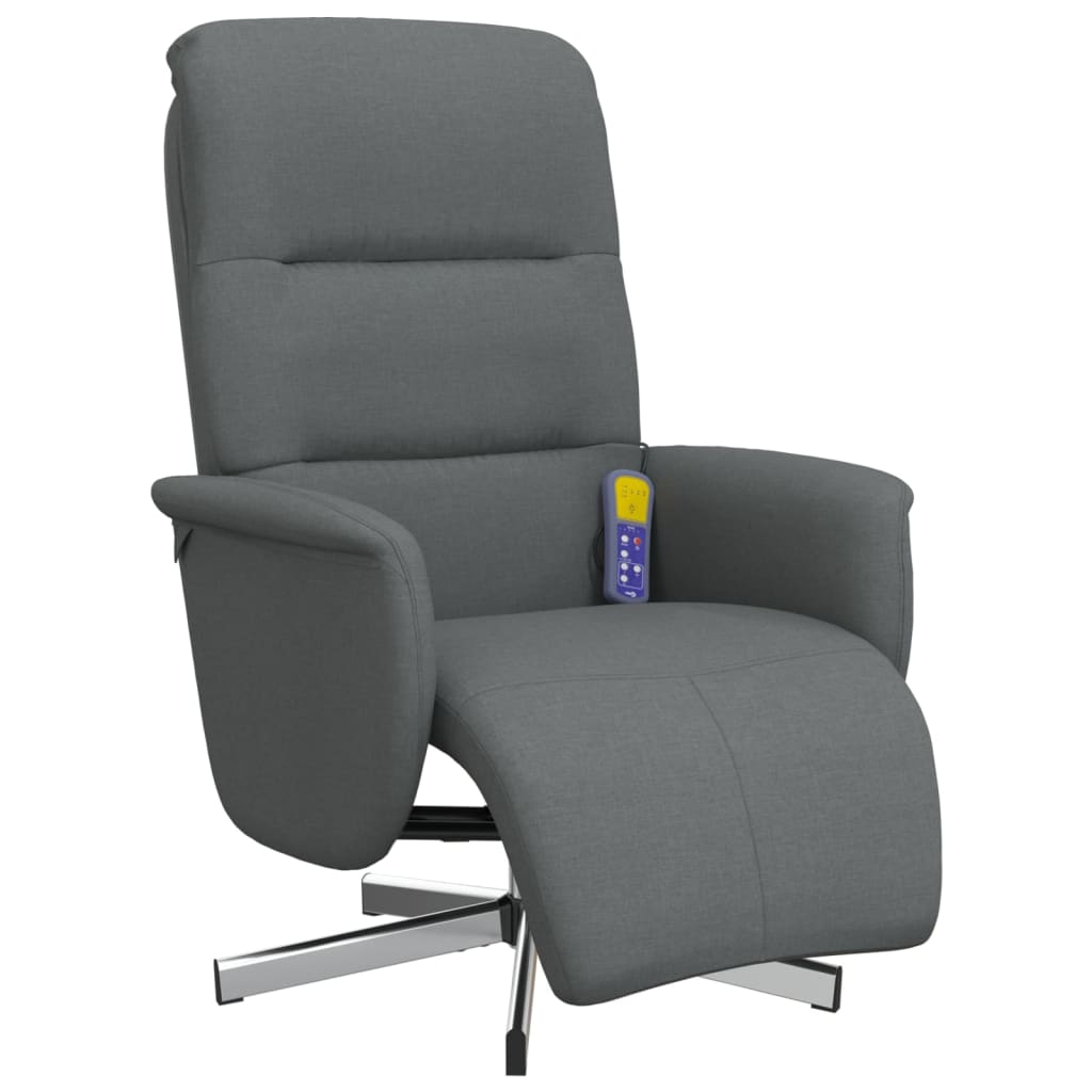 Fauteuil inclinable de massage et repose-pieds gris foncé tissu - XIOS