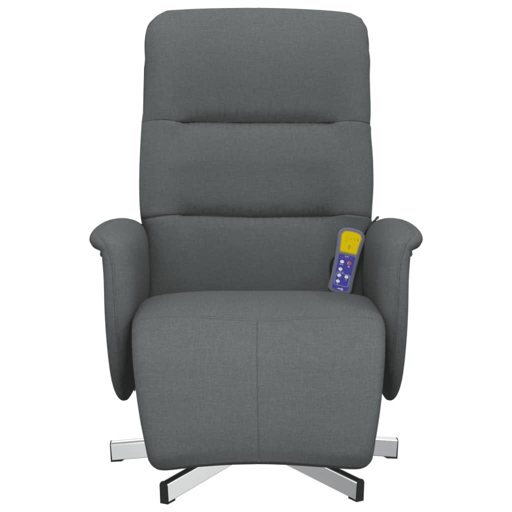 Fauteuil inclinable de massage et repose-pieds gris foncé tissu - XIOS