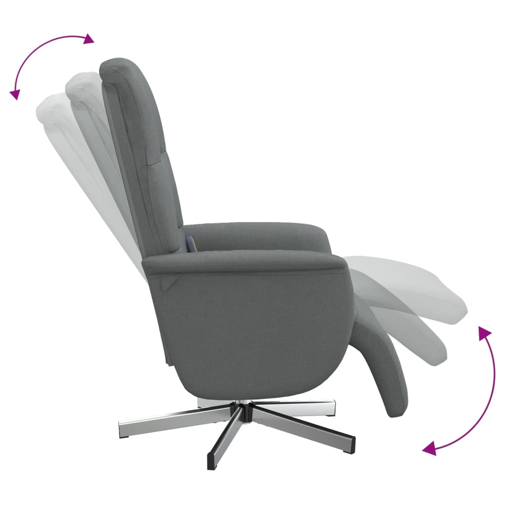 Fauteuil inclinable de massage et repose-pieds gris foncé tissu - XIOS