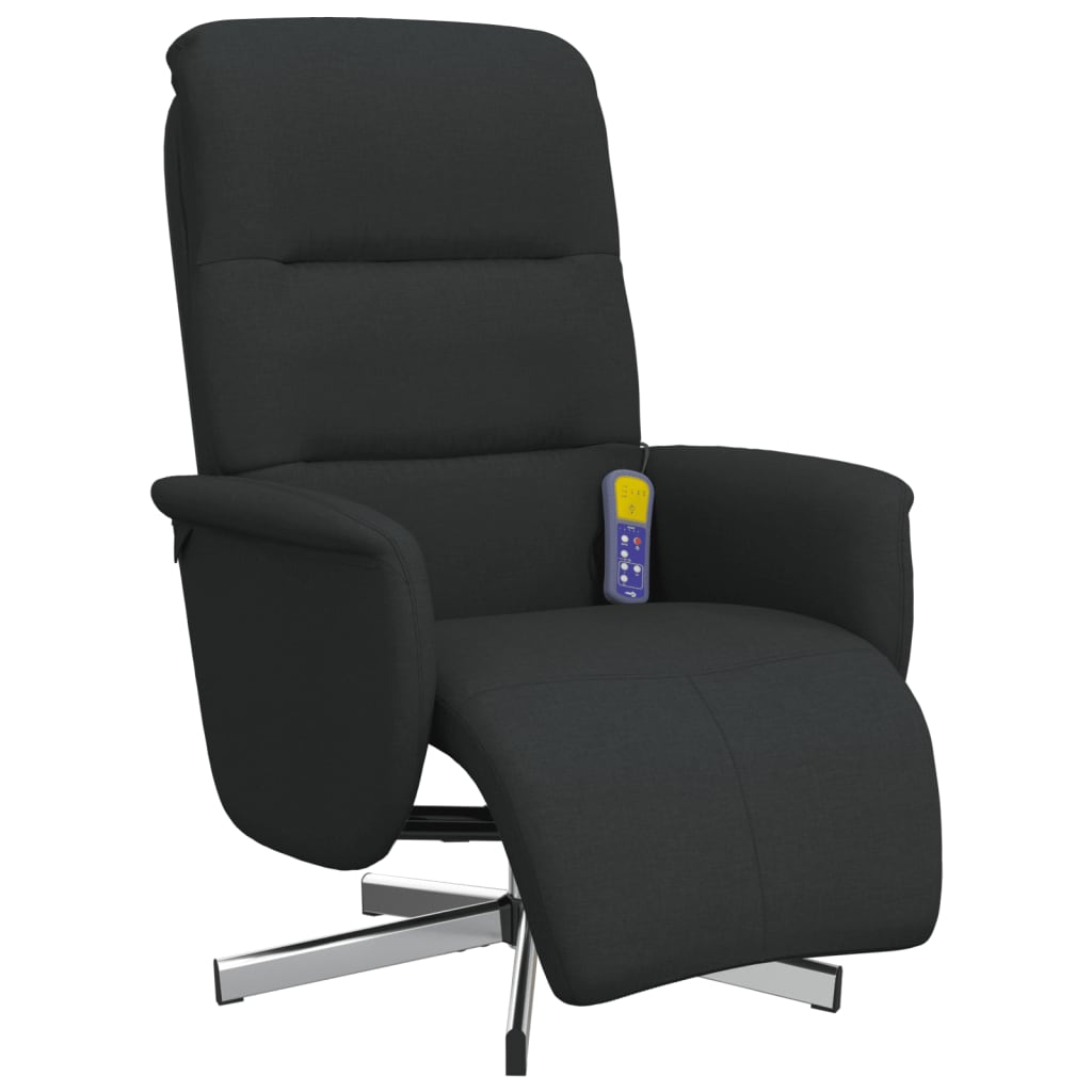 Fauteuil inclinable de massage avec repose-pieds noir tissu - XIOS