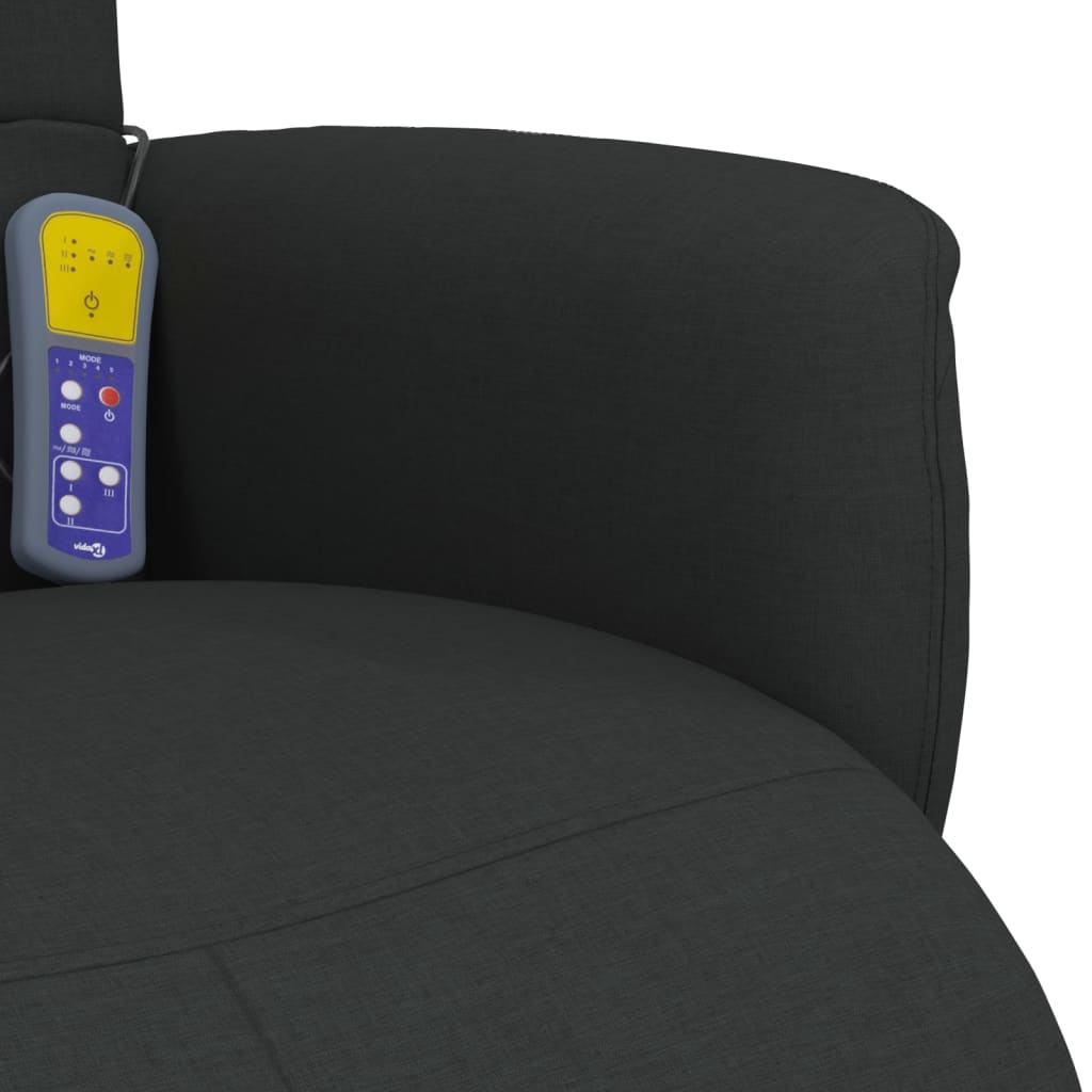 Fauteuil inclinable de massage avec repose-pieds noir tissu - XIOS