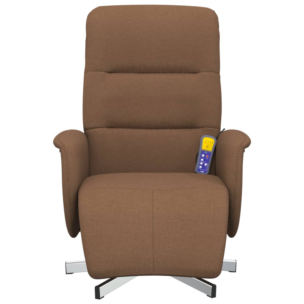 Fauteuil inclinable de massage avec repose-pieds marron tissu - XIOS