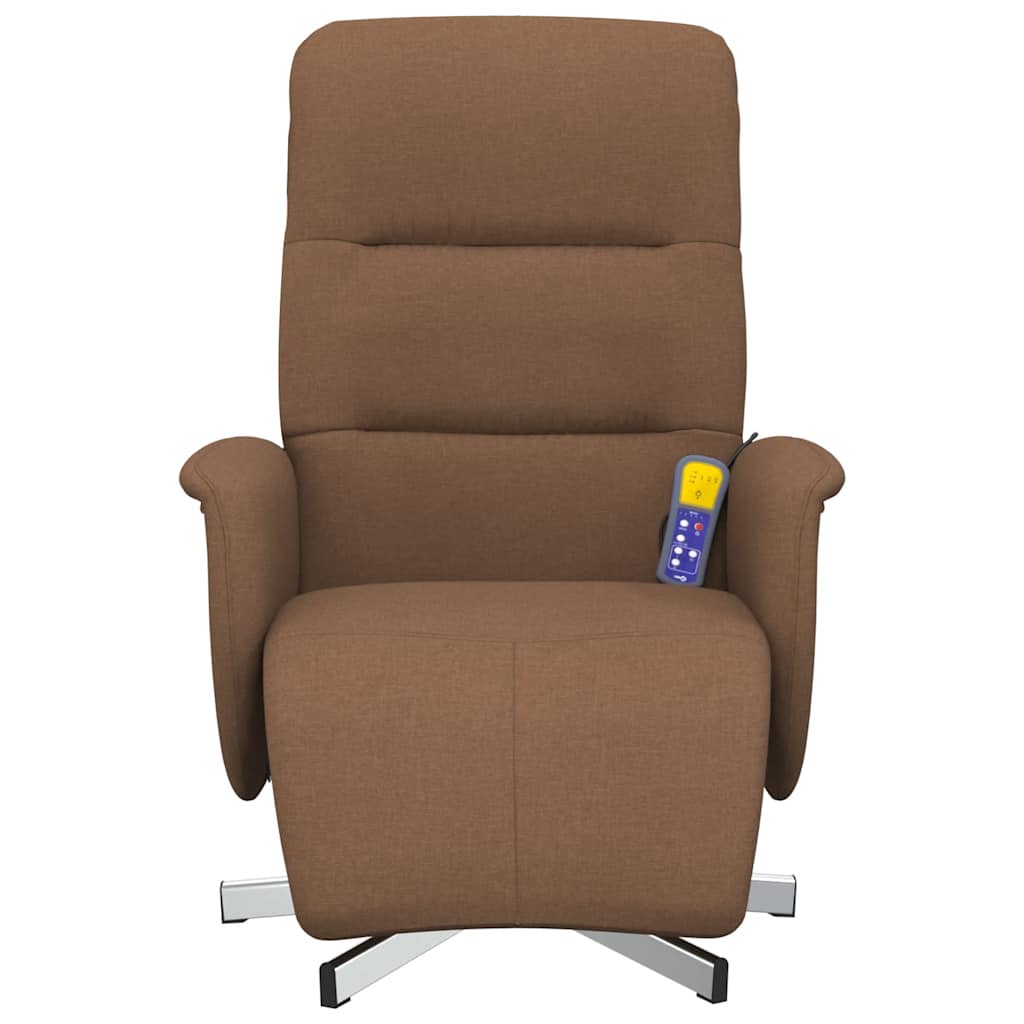 Fauteuil inclinable de massage avec repose-pieds marron tissu - XIOS