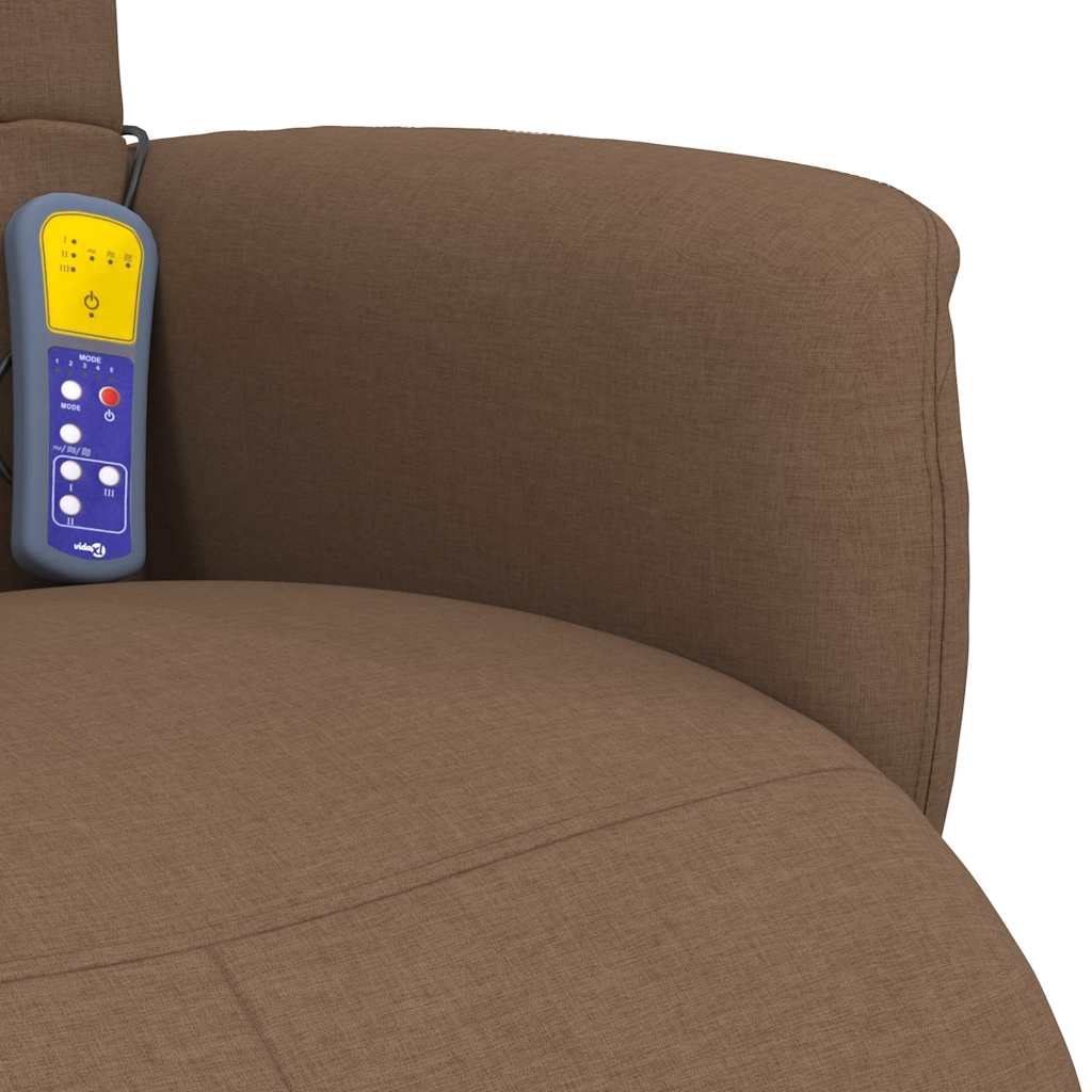 Fauteuil inclinable de massage avec repose-pieds marron tissu - XIOS