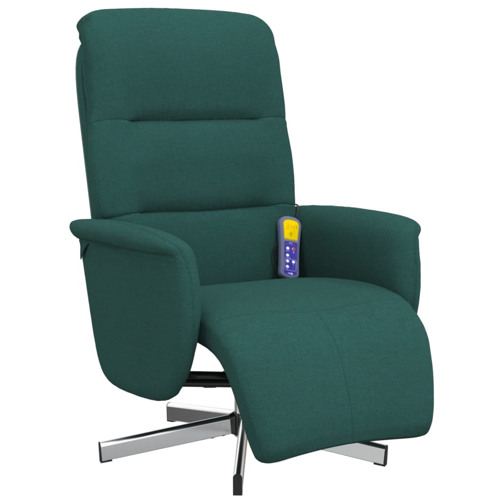 Fauteuil inclinable de massage et repose-pieds vert foncé tissu - XIOS