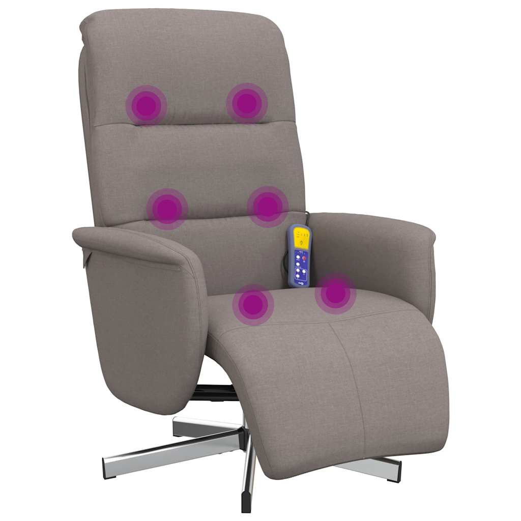 Fauteuil inclinable de massage avec repose-pieds taupe tissu