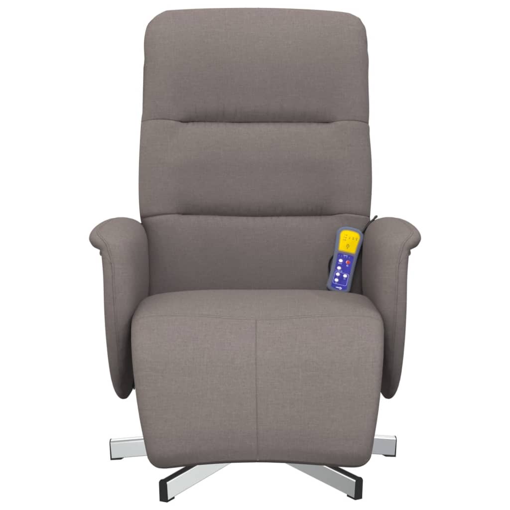 Fauteuil inclinable de massage avec repose-pieds taupe tissu - XIOS