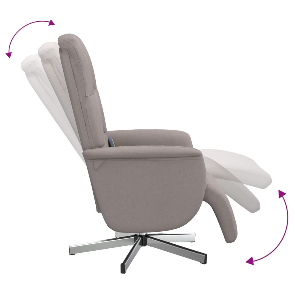 Fauteuil inclinable de massage avec repose-pieds taupe tissu - XIOS