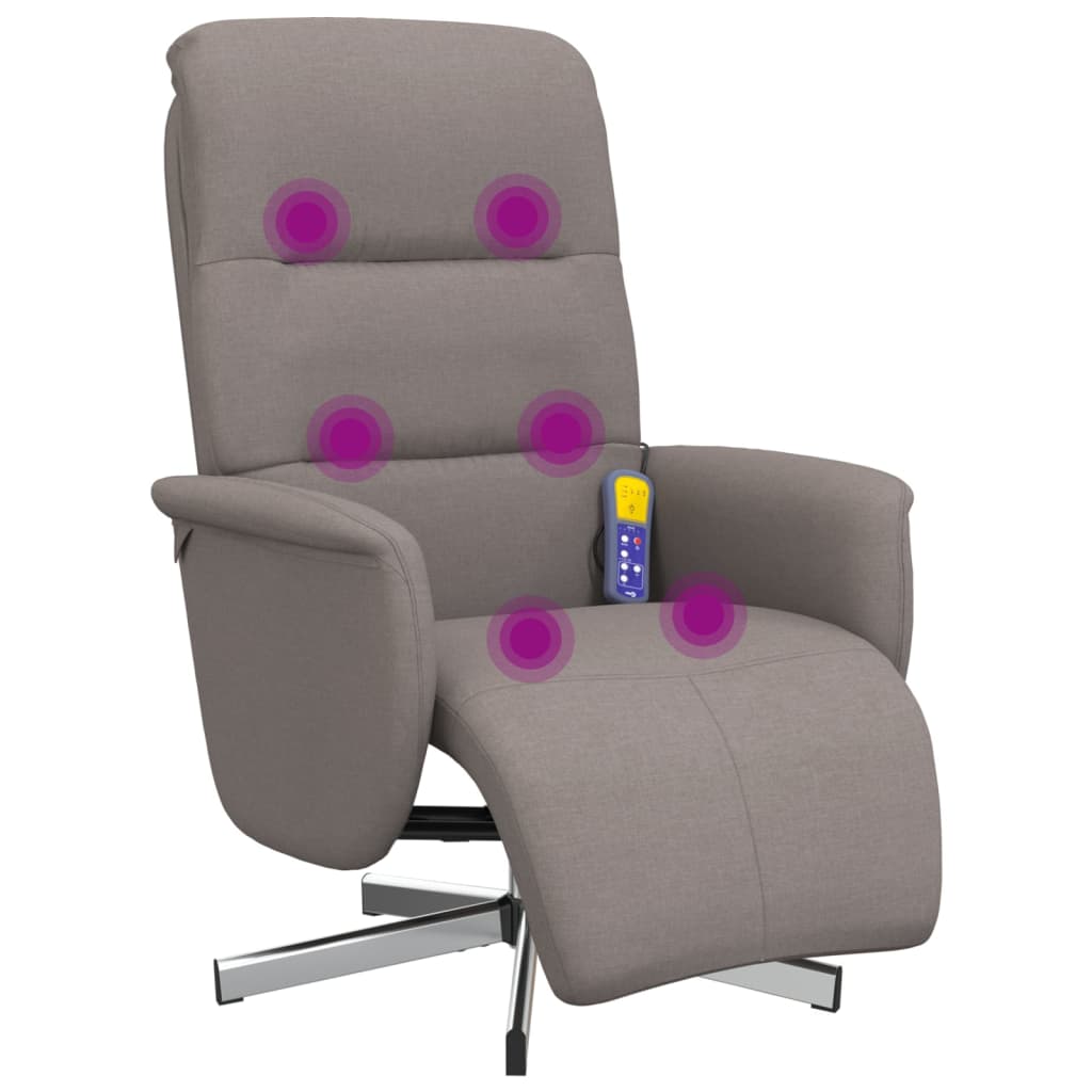 Fauteuil inclinable de massage avec repose-pieds taupe tissu - XIOS