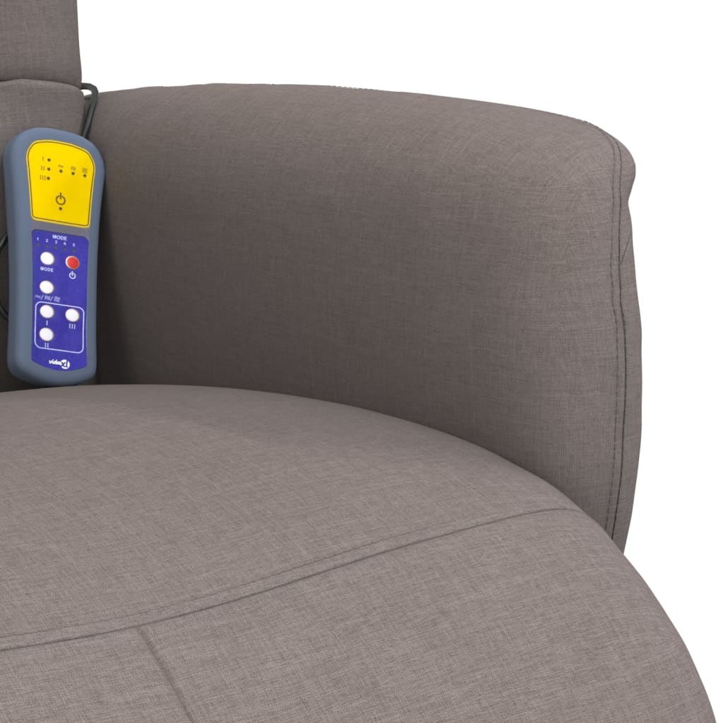 Fauteuil inclinable de massage avec repose-pieds taupe tissu - XIOS