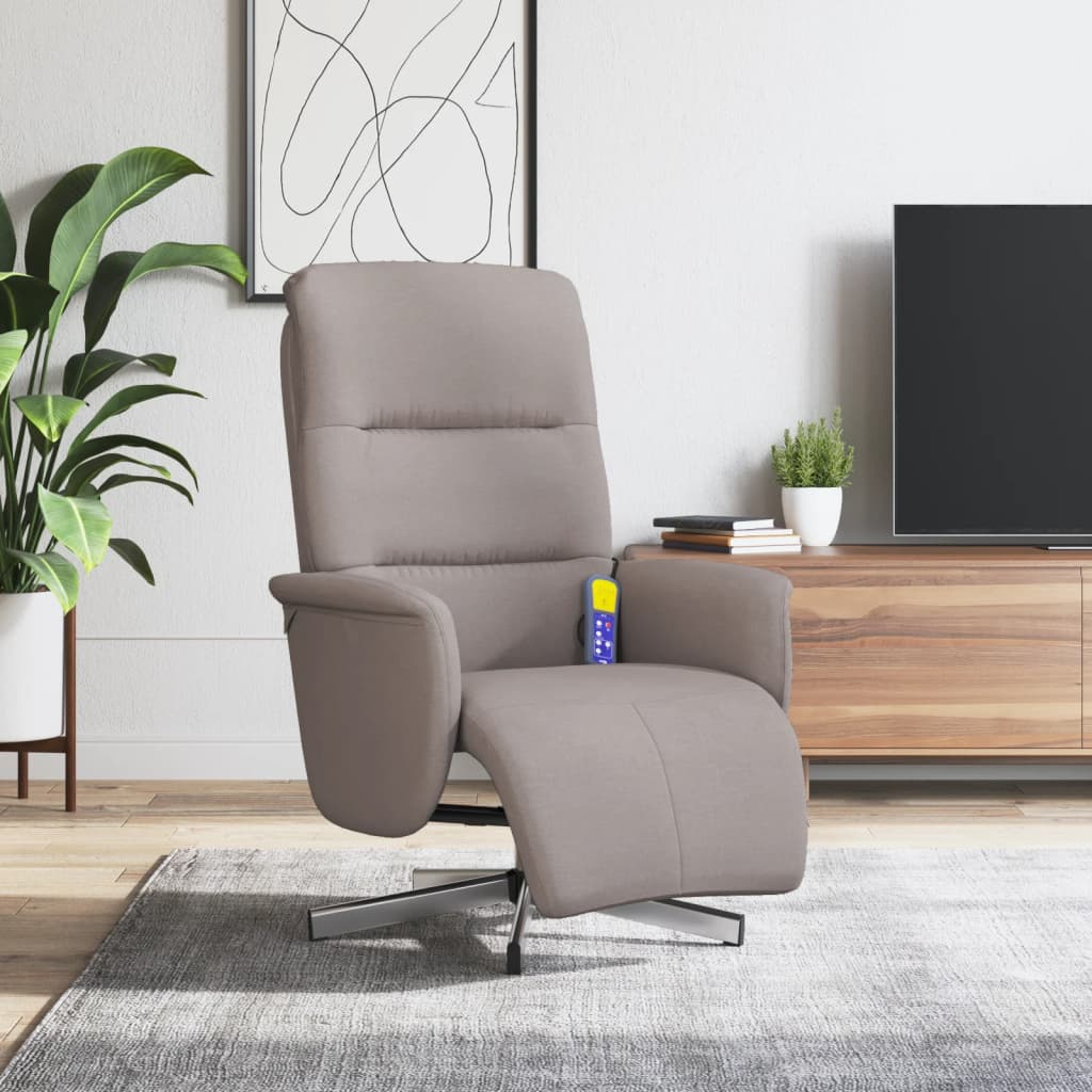 Fauteuil inclinable de massage avec repose-pieds taupe tissu - XIOS