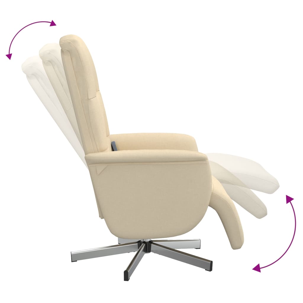 Fauteuil inclinable de massage avec repose-pieds crème tissu - XIOS