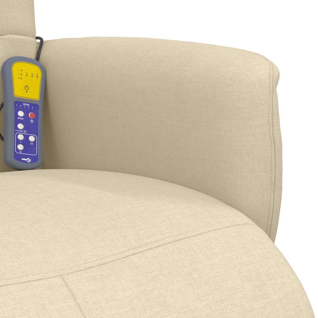 Fauteuil inclinable de massage avec repose-pieds crème tissu - XIOS