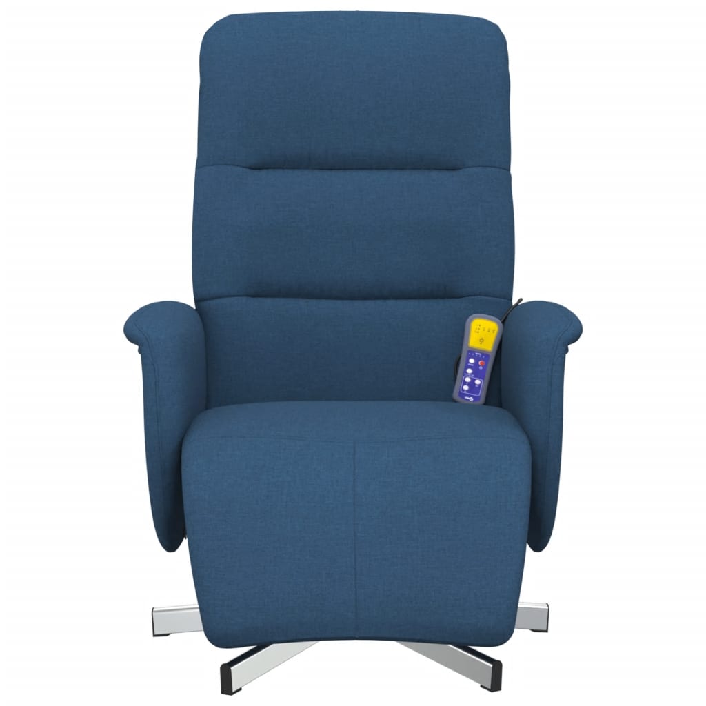 Fauteuil inclinable de massage avec repose-pieds bleu tissu - XIOS