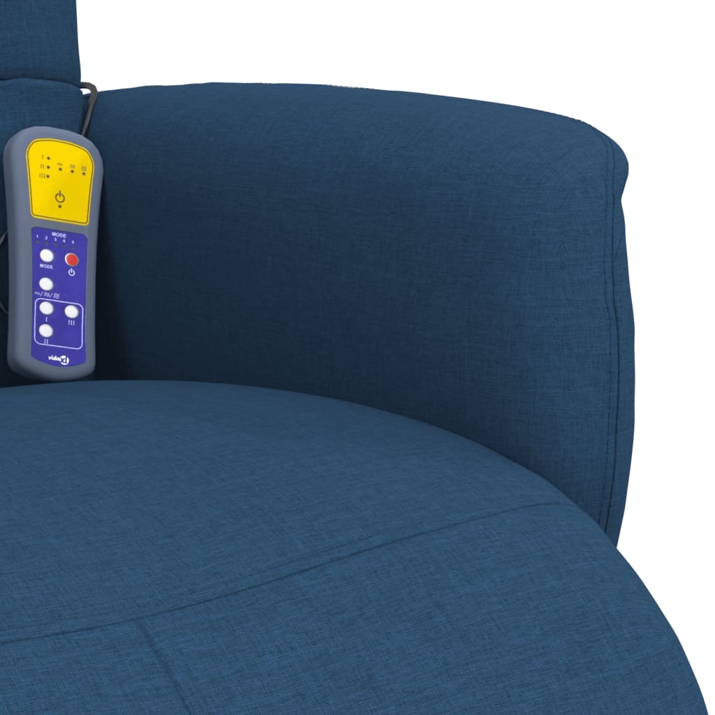 Fauteuil inclinable de massage avec repose-pieds bleu tissu - XIOS