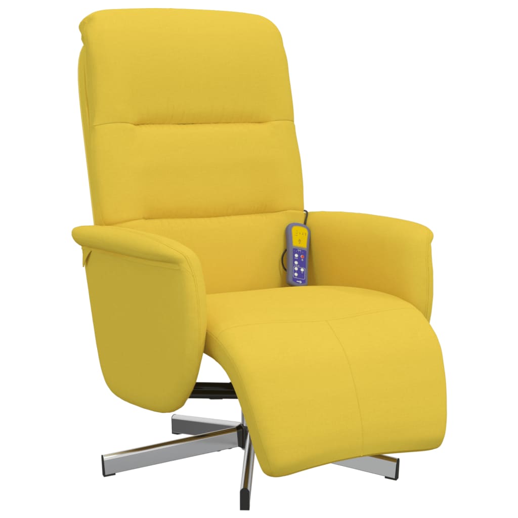 Fauteuil inclinable de massage repose-pieds jaune clair tissu - XIOS