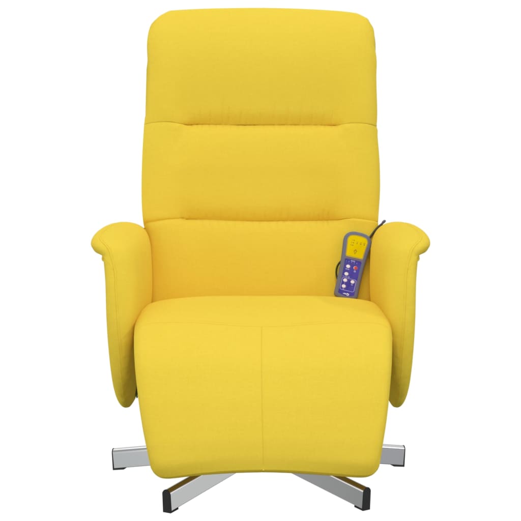 Fauteuil inclinable de massage repose-pieds jaune clair tissu - XIOS