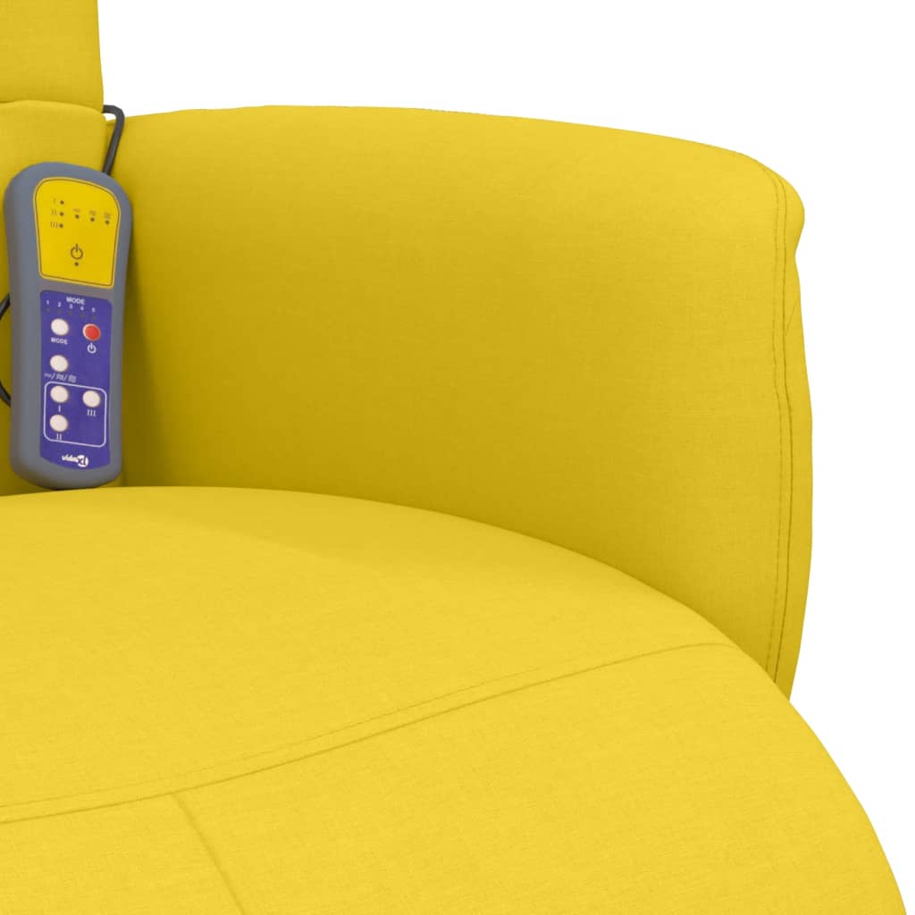 Fauteuil inclinable de massage repose-pieds jaune clair tissu - XIOS