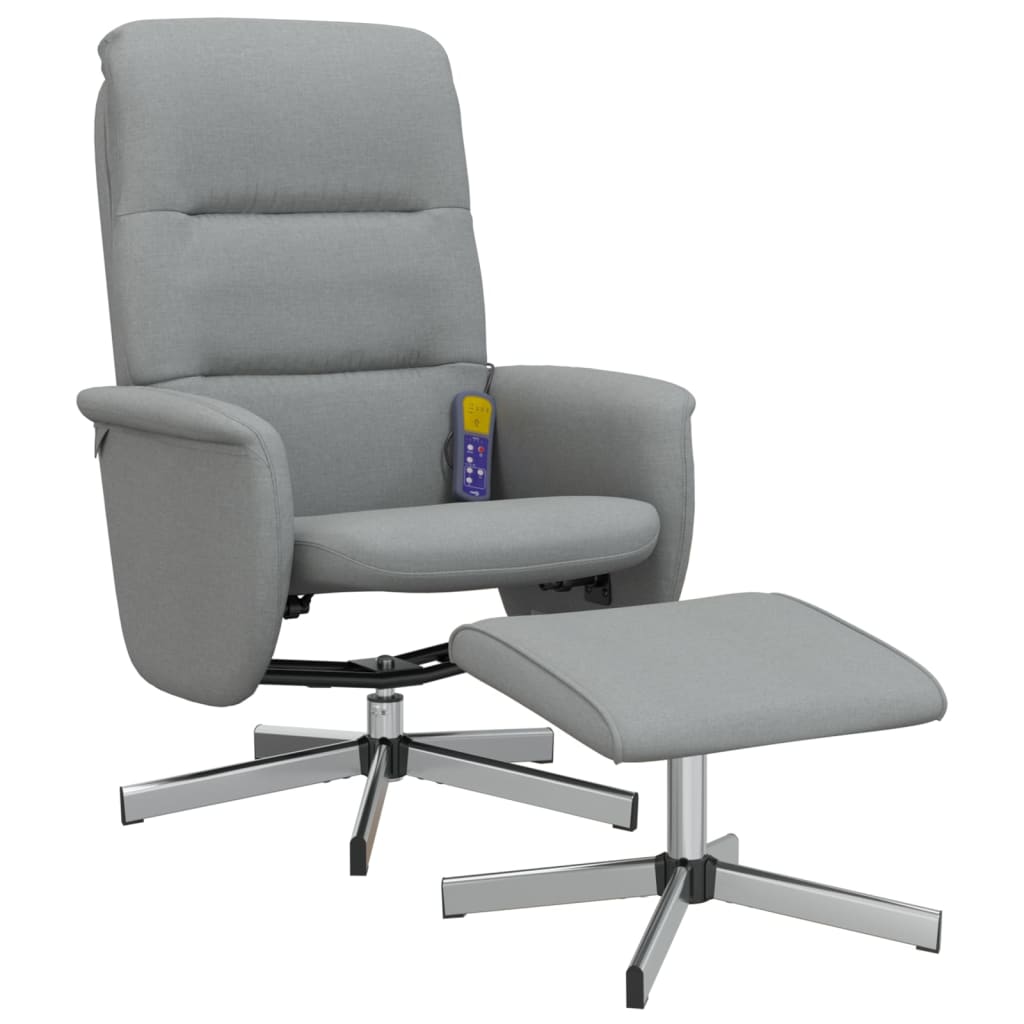 Fauteuil inclinable de massage et repose-pied gris clair tissu - XIOS