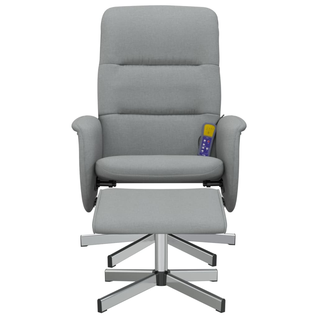 Fauteuil inclinable de massage et repose-pied gris clair tissu - XIOS