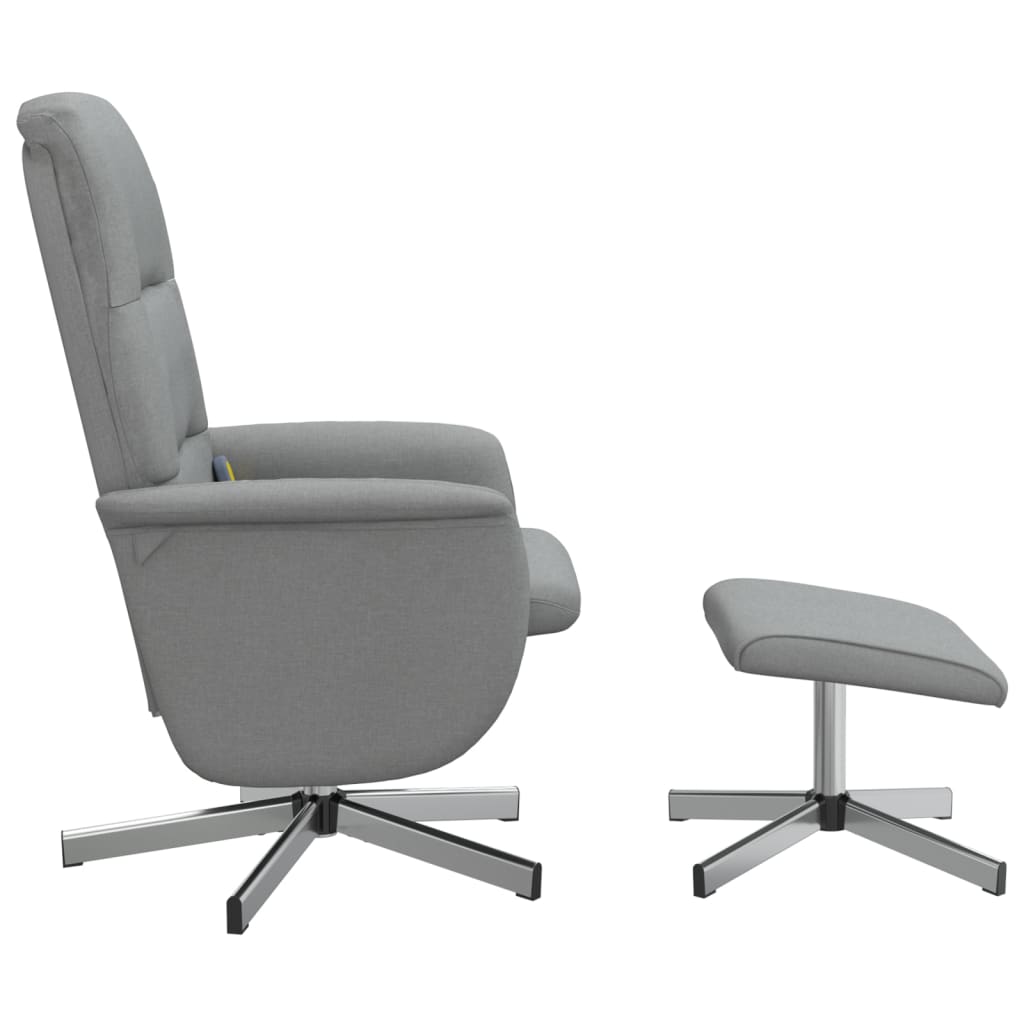 Fauteuil inclinable de massage et repose-pied gris clair tissu - XIOS