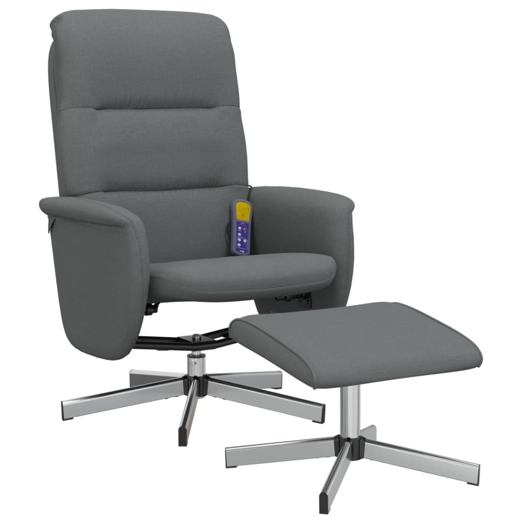 Fauteuil de massage inclinable et repose-pieds gris foncé tissu - XIOS