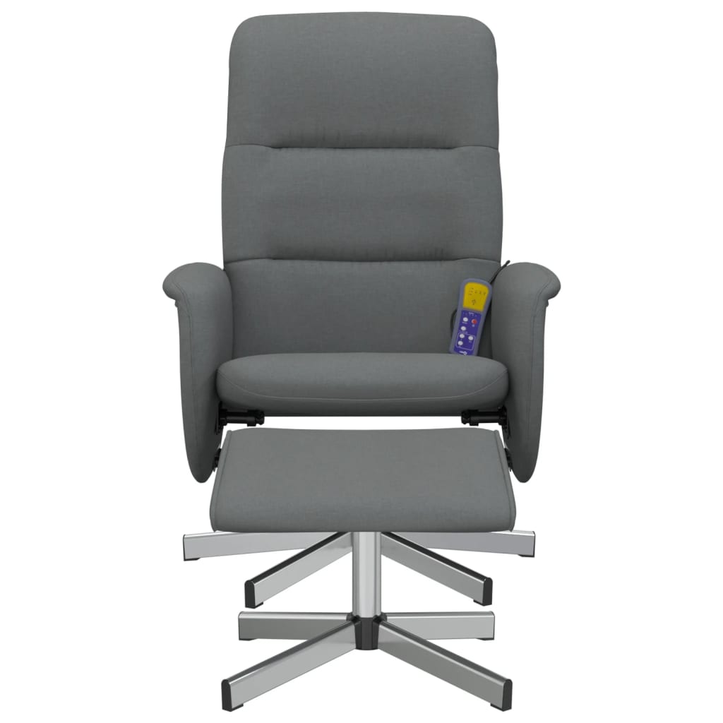 Fauteuil de massage inclinable et repose-pieds gris foncé tissu - XIOS