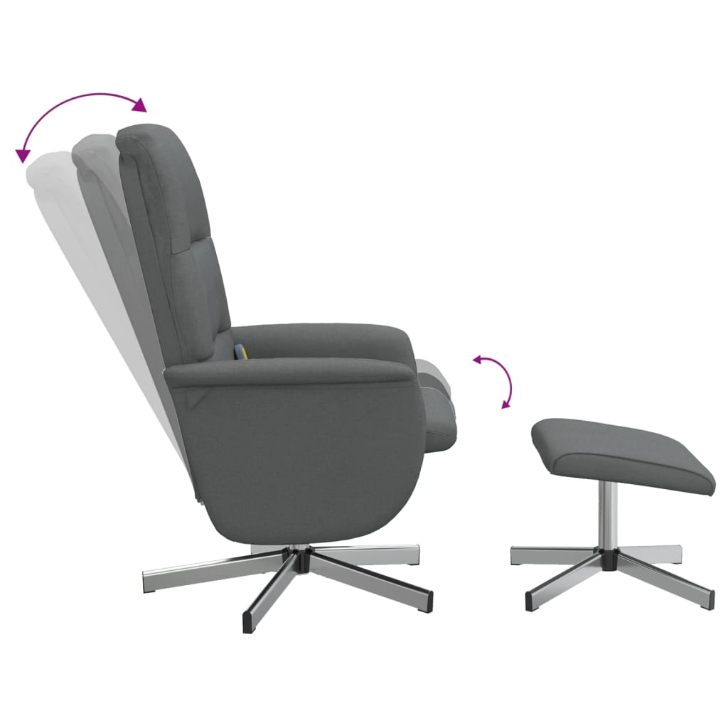 Fauteuil de massage inclinable et repose-pieds gris foncé tissu - XIOS
