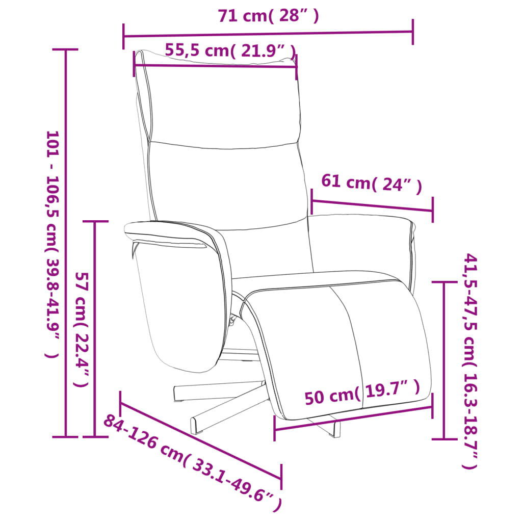 Fauteuil inclinable avec repose-pieds crème similicuir - XIOS