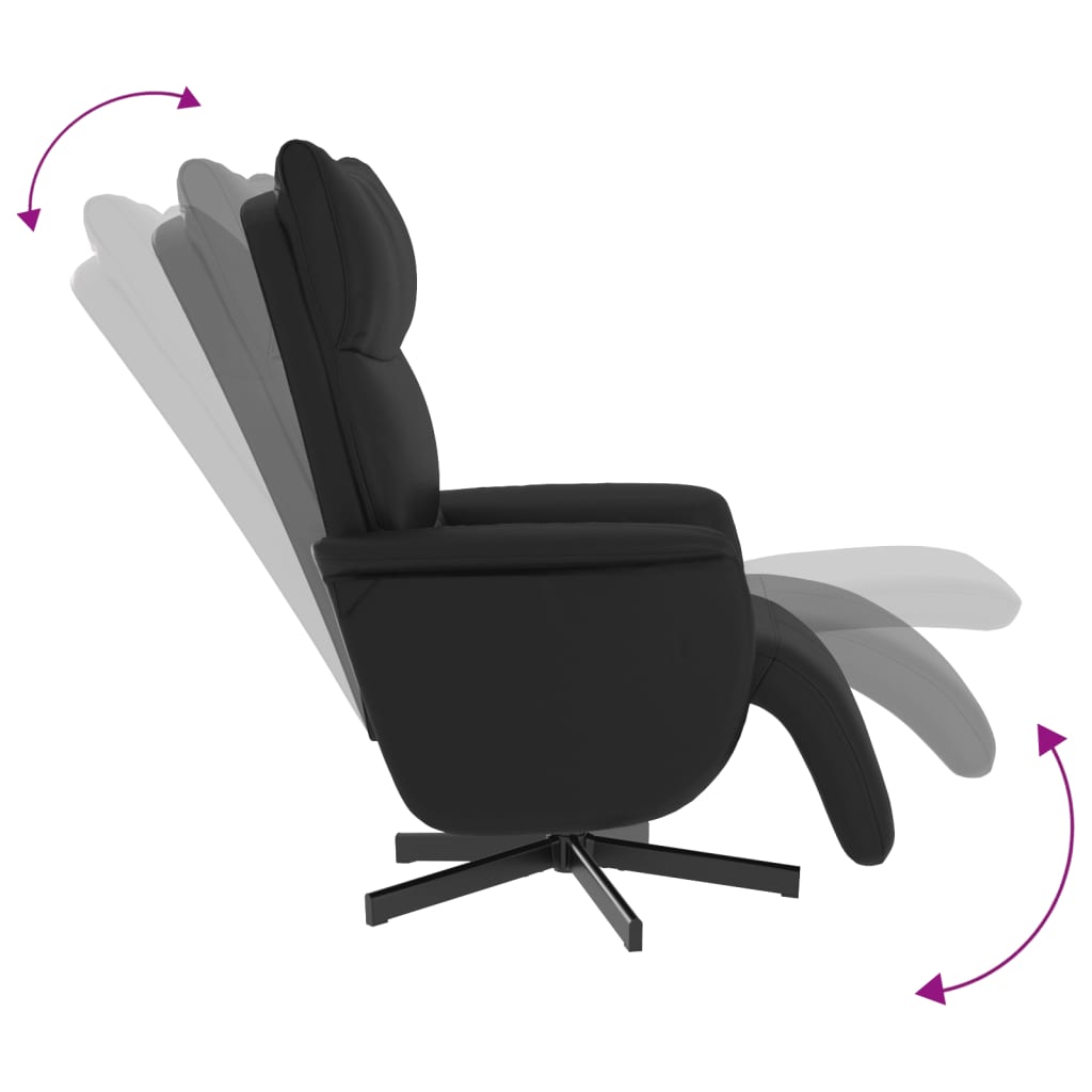 Fauteuil inclinable avec repose-pieds noir similicuir