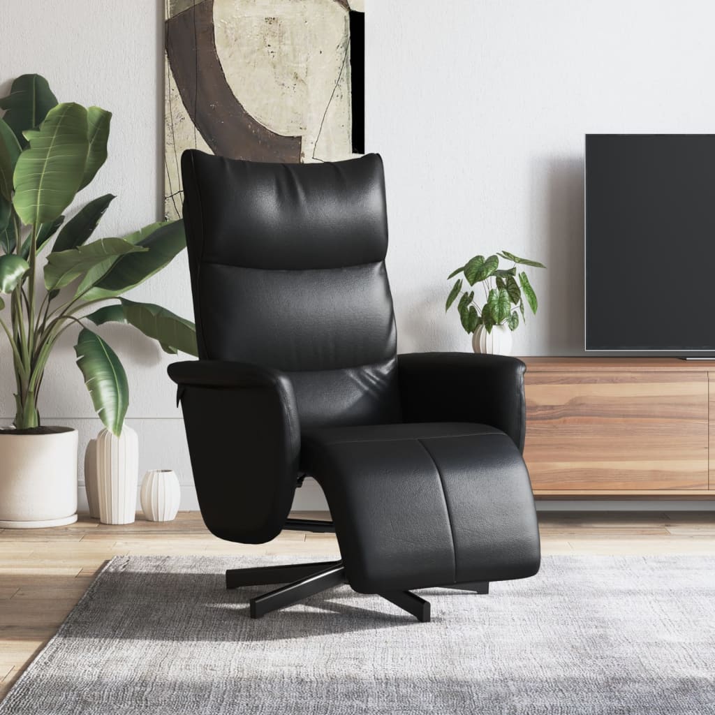 Fauteuil inclinable avec repose-pieds noir similicuir - XIOS